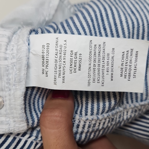 Dickies juniors blue and white‎ striped blue denim mini skirt women's - Picture 6 of 6